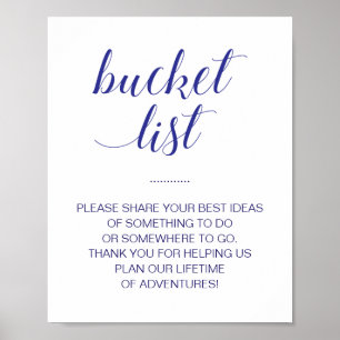 Elegant bröllopsskylt med marinblå tema och önskel poster
