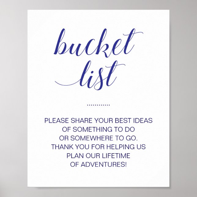 Elegant bröllopsskylt med marinblå tema och önskel poster (Framsidan)