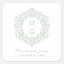 Elegant Bröllopssläkting Grön Bröllopsmonogram