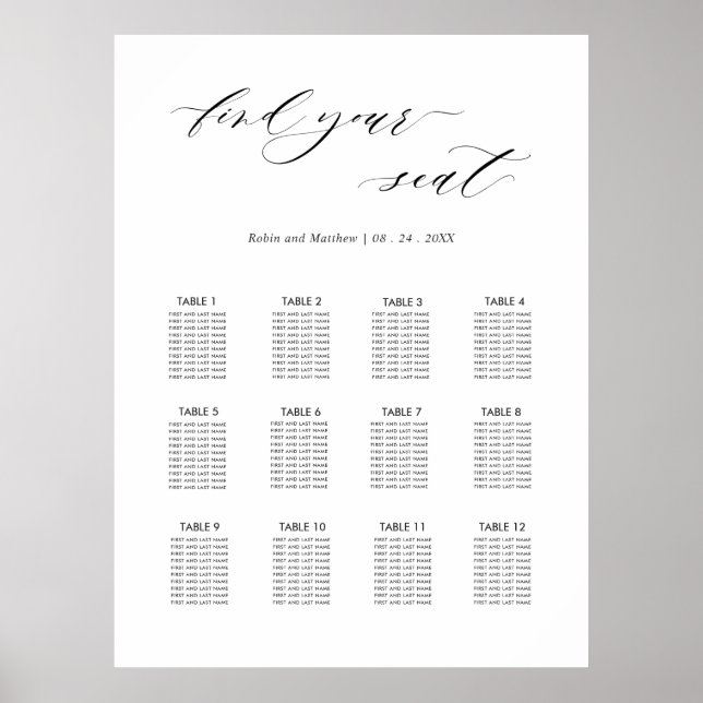 Elegant bröllopsställningsskiljtavla poster (Framsidan)