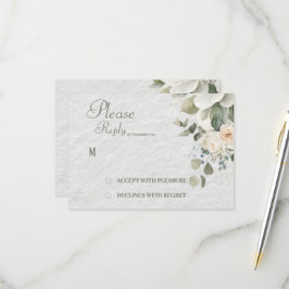 Elegant bröllopssvarskort med blommotiv OSA kort