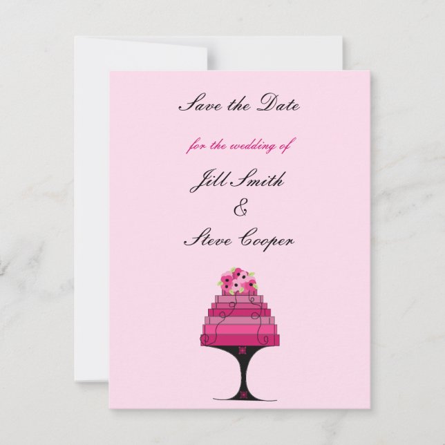 Elegant bröllopstårta Save the Date Spara Datumet (Framsida)