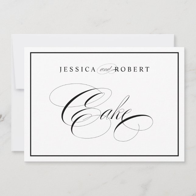 Elegant bröllopstårta skylt svart kant (Framsida)