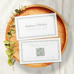 Elegant bröllopswebbplats Modern QR-kod Sagegrön Tilläggskort