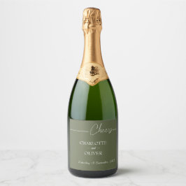 Elegant bröllschampagnejflasketikettmall