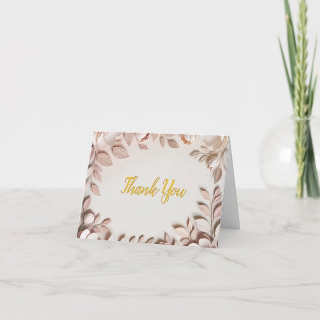 Elegant bröllskort med blommotiv för tack kort (Framsida)
