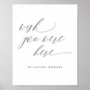 Elegant bröllskskylt önskar du var här minnestavla poster