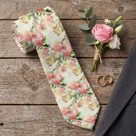 Elegant bröllsskjorta med persikorosa rosor slips