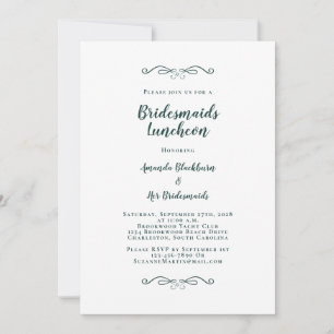 Elegant bröllunch Brudtärnor Smaragdgrön Inbjudningar