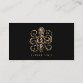 Elegant Brons Bläckfisk Barberare Qr Kod Visitkort