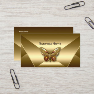 Elegant Brons Guld Fjäril Smycke Business Card Visitkort