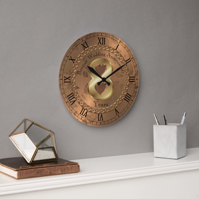 Elegant Bronze 8:e årsdagen Gift Idea Stor Klocka (Kontor)