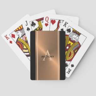Elegant Bronze Black Monogram Namn Casinokort