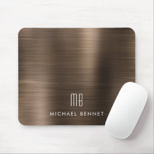 Elegant Bronze Brown Metallic Monogram Namn Musmatta