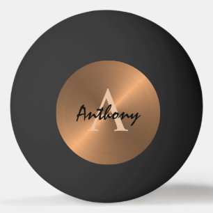 Elegant Bronze Guld Metallic Monogram Personlig Pingisboll