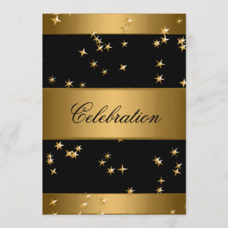 Elegant Bronze Guld Stars Black, händelse Inbjudningar