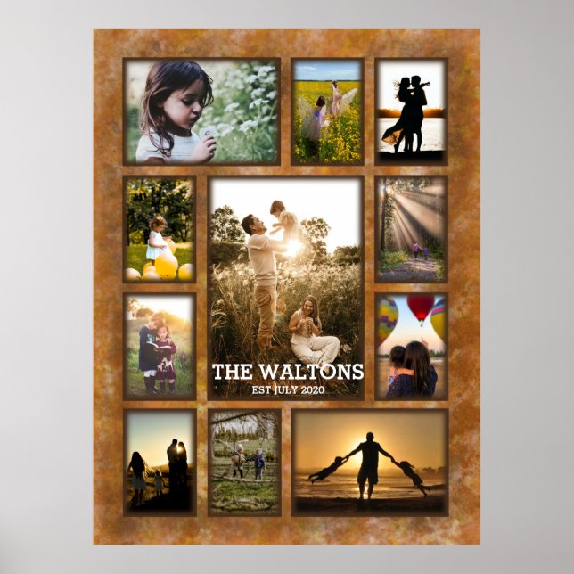 Elegant Bronze Ram som Family Photo Collage Poster (Framsidan)