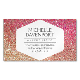 Elegant Bronze/Rosa Glitter Magnetiskt Affärskort Visitkortmagnet