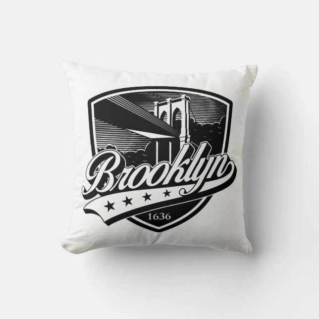 Elegant Brooklyn Shield och Swoosh-design Kudde (Framsida)