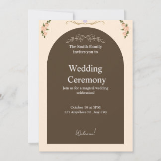 Elegant Brown Arch Floral Wedding Invitation | Min Inbjudningar
