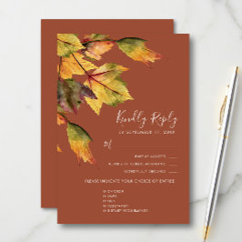 Elegant Brown Autumn Foliage Modern Bröllop OSA Kort