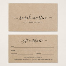 Elegant Brown Beauty Salon Gift Certificate