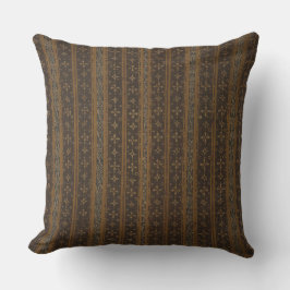 Elegant Brown & Black Stripe Batik Dekorativ kudde