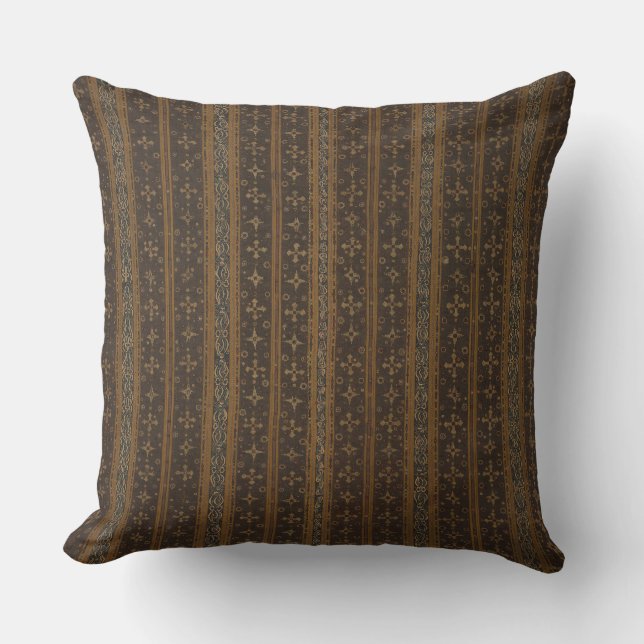 Elegant Brown & Black Stripe Batik Dekorativ kudde (Framsida)