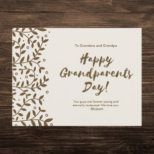 Elegant Brown Blommigt Grandparent Day Helg Vykort
