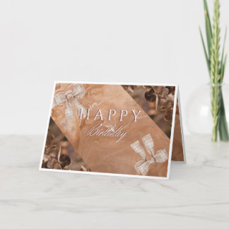 Elegant Brown Blommigt Grattis på födelsedagen-kor Tack Kort