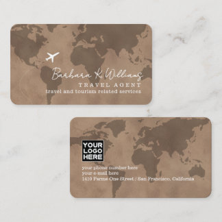 Elegant Brown Business Cards for Travel Agents Visitkort