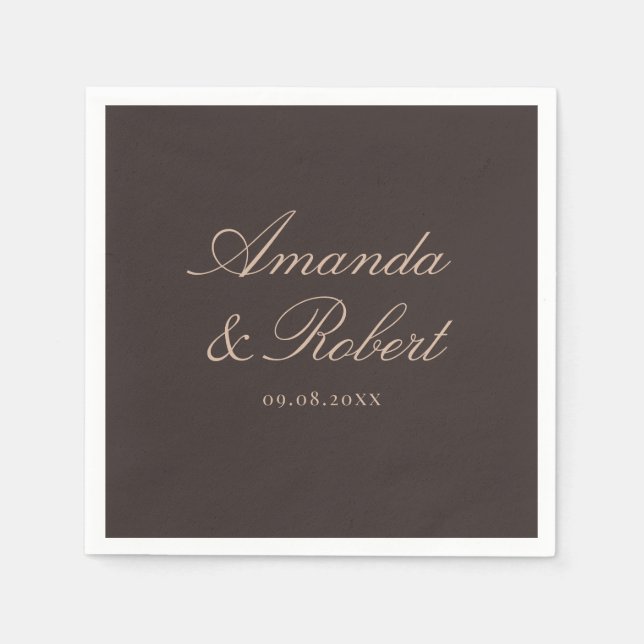 Elegant Brown Calligraphy Wedding Pappersservett (Framsidan)