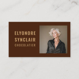 Elegant Brown Chocolatier Photo Social QR Code  Visitkort