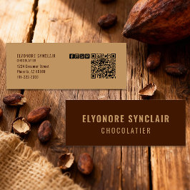 Elegant Brown Chocolatier Social Icon QR-kod  Mini Visitkort
