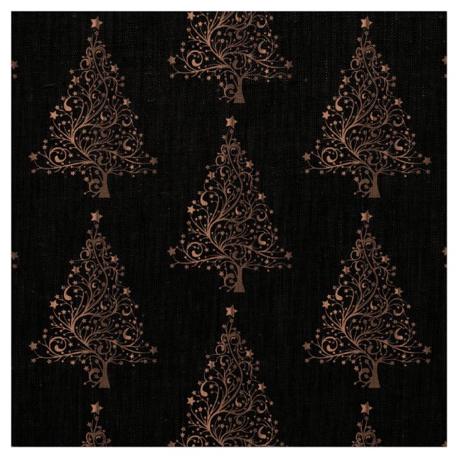 Elegant Brown Copper Julgran Mönster Tyg (Provkarta)