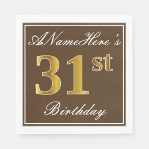 Elegant Brown, Faux Guld 31a Birthday + Namn Pappersservett
