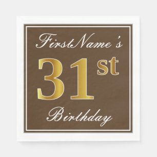 Elegant Brown, Faux Guld 31a Birthday + Namn Pappersservett