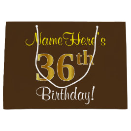Elegant, Brown, Faux Guld 36:e födelsedagen + Namn