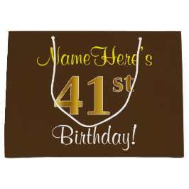 Elegant, Brown, Faux Guld 41:a födelsedagen + Namn