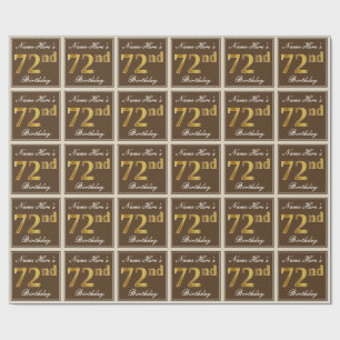 Elegant, Brown, Faux Guld 72:a födelsedagen + Namn Presentpapper