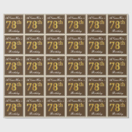 Elegant, Brown, Faux Guld 78:e födelsedagen + Namn Presentpapper
