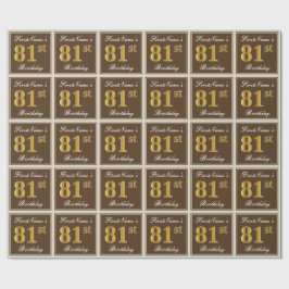 Elegant, Brown, Faux Guld 81:a födelsedagen + Namn Presentpapper