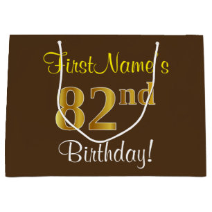 Elegant, Brown, Faux Guld 82:a födelsedagen + Namn