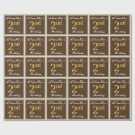 Elegant, Brown, Faux Guld, andra födelsedagen + Na Presentpapper