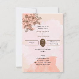 Elegant Brown Flower Personlig Bröllop Inbjudningar