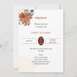 Elegant Brown Flowers Baby Shower Personlig Inbjudningar