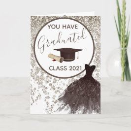 Elegant Brown Glitter Du kan Bära Dress Grad Kort