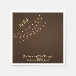 Elegant Brown & Gold String Lights Funny Wedding  Pappersservett