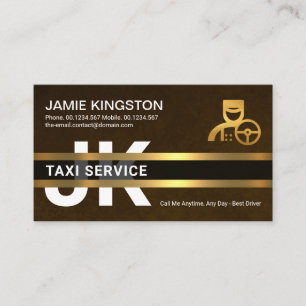 Elegant Brown Grunge Guld Chauffeur Monogram Visitkort