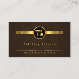 Elegant Brown Grunge Guld Paint Linjer Visitkort